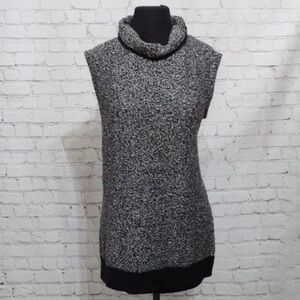 LOFT Black and Gray Cowl Neck Sweater Vest